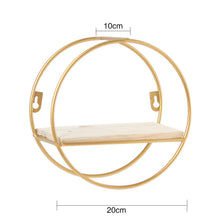 Load image into Gallery viewer, Floating Gold Metal Round Wall Shelf Holder Display Storage Rack
