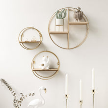 Load image into Gallery viewer, Floating Gold Metal Round Wall Shelf Holder Display Storage Rack