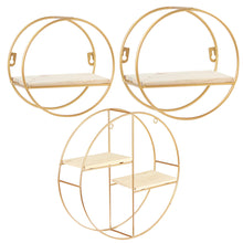 Load image into Gallery viewer, Floating Gold Metal Round Wall Shelf Holder Display Storage Rack