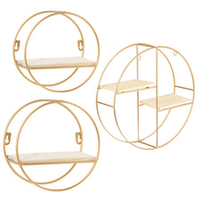 Load image into Gallery viewer, Floating Gold Metal Round Wall Shelf Holder Display Storage Rack