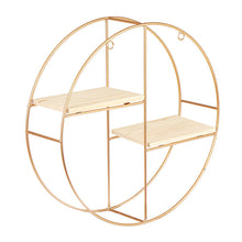 Load image into Gallery viewer, Floating Gold Metal Round Wall Shelf Holder Display Storage Rack