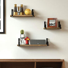 Load image into Gallery viewer, Set of 3 Floating Industrial Wooden Metal Wall Shelf Storage Unit