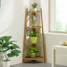 Load image into Gallery viewer, Brown Ladder Bamboo Wood Flower Plant Stand Corner Bookcase Shelf