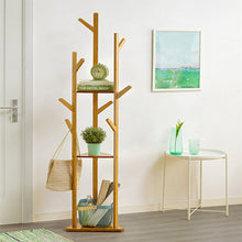 Load image into Gallery viewer, Wooden Clothes Hat Rail Rack Garment Shoe Storage Shelf
