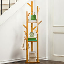 Load image into Gallery viewer, Wooden Clothes Hat Rail Rack Garment Shoe Storage Shelf