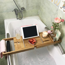 Load image into Gallery viewer, Bamboo Wooden Bath Tub Rack Bathroom Shelf Tray Storage Shelf