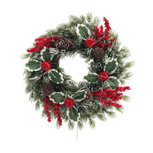 Load image into Gallery viewer, 35cm LED Christmas Wreath Artificial Pine, Pine Cone & Berry Xmas Garland