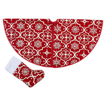 Load image into Gallery viewer, Round Shape Christmas Tree Base Skirt Xmas Ornament with Stocking, SW0331