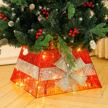 Load image into Gallery viewer, Livingandhome Square Christmas Tree Collar Basket Decor with Bow Tie, SW0340