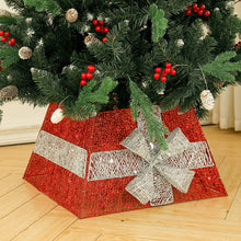 Load image into Gallery viewer, Livingandhome Square Christmas Tree Collar Basket Decor with Bow Tie, SW0340