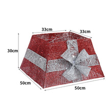 Load image into Gallery viewer, Livingandhome Square Christmas Tree Collar Basket Decor with Bow Tie, SW0340