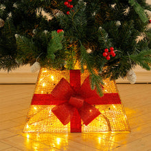 Load image into Gallery viewer, Livingandhome Square Christmas Tree Collar Basket Decor with Bow Tie, SW0341