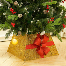 Load image into Gallery viewer, Livingandhome Square Christmas Tree Collar Basket Decor with Bow Tie, SW0341