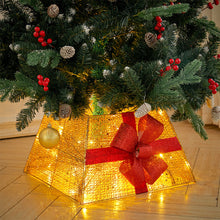 Load image into Gallery viewer, Livingandhome Square Christmas Tree Collar Basket Decor with Bow Tie, SW0341