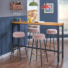 Load image into Gallery viewer, Set of 2 Modern Velvet Bar Stool with Wood Legs