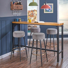 Load image into Gallery viewer, Set of 2 Modern Velvet Bar Stool with Wood Legs