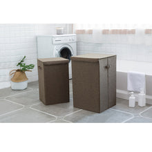 Load image into Gallery viewer, Linen Laundry Basket Hamper Organizer with Lid 50L Storage Capacity
