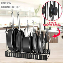 Load image into Gallery viewer, Kitchen Cabinet Cupboard Storage Organiser Pan Stand Saucepan Pot Rack Holder