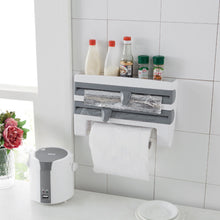 Load image into Gallery viewer, Wall Mount Cling Film Foil Roll Holder Dispenser Kitchen Towel Tissue Rack
