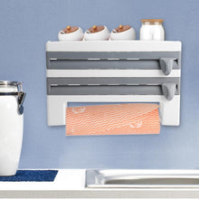 Load image into Gallery viewer, Wall Mount Cling Film Foil Roll Holder Dispenser Kitchen Towel Tissue Rack