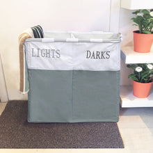 Load image into Gallery viewer, 2 Compartment Laundry Clothes Washing Storage Basket Hamper Dark And Lights