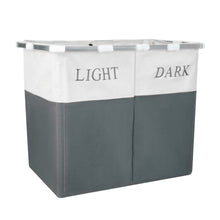 Load image into Gallery viewer, 2 Compartment Laundry Clothes Washing Storage Basket Hamper Dark And Lights