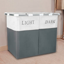 Load image into Gallery viewer, 2 Compartment Laundry Clothes Washing Storage Basket Hamper Dark And Lights