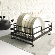 Load image into Gallery viewer, Metal Wire Dish Drainer Plates Storage Rack Utensil Drying Holder with Drip Tray