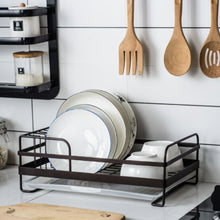 Load image into Gallery viewer, Metal Wire Dish Drainer Plates Storage Rack Utensil Drying Holder with Drip Tray