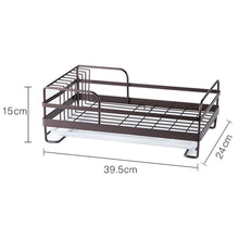 Load image into Gallery viewer, Metal Wire Dish Drainer Plates Storage Rack Utensil Drying Holder with Drip Tray