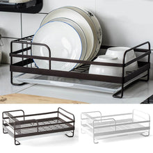 Load image into Gallery viewer, Metal Wire Dish Drainer Plates Storage Rack Utensil Drying Holder with Drip Tray