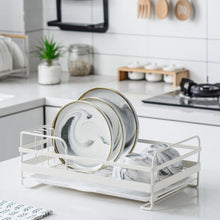 Load image into Gallery viewer, Metal Wire Dish Drainer Plates Storage Rack Utensil Drying Holder with Drip Tray