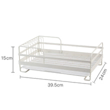 Load image into Gallery viewer, Metal Wire Dish Drainer Plates Storage Rack Utensil Drying Holder with Drip Tray