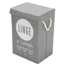Load image into Gallery viewer, Line Fabric Laundry Basket Hamper Dirty Clothes Storage Box Organizer with Lids