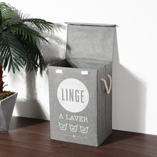 Load image into Gallery viewer, Line Fabric Laundry Basket Hamper Dirty Clothes Storage Box Organizer with Lids