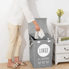 Load image into Gallery viewer, Line Fabric Laundry Basket Hamper Dirty Clothes Storage Box Organizer with Lids