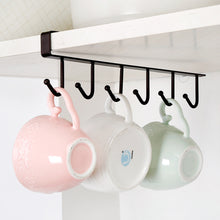Load image into Gallery viewer, 6 Hooks Metal Under Shelf Mug Cup Kitchen Cupboard Organiser Hanging Rack Holder , Black