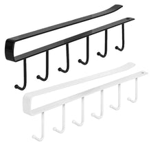 Load image into Gallery viewer, 6 Hooks Metal Under Shelf Mug Cup Kitchen Cupboard Organiser Hanging Rack Holder , Black