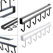 Load image into Gallery viewer, 6 Hooks Metal Under Shelf Mug Cup Kitchen Cupboard Organiser Hanging Rack Holder , Black