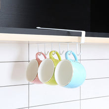Load image into Gallery viewer, 6 Hooks Metal Under Shelf Mug Cup Kitchen Cupboard Organiser Hanging Rack Holder , Black