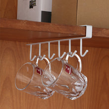 Load image into Gallery viewer, 6 Hooks Metal Under Shelf Mug Cup Kitchen Cupboard Organiser Hanging Rack Holder , Black