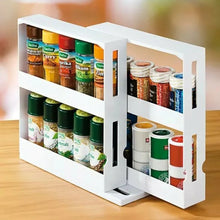 Load image into Gallery viewer, 2 tiers Rotating Spice Herb Rack Holder Kitchen Jar Pull-Out Organiser Storage