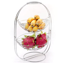 Load image into Gallery viewer, 2 Tiers Swinging Fruit Vegetable Bowl Basket Hanger Stand Storage Holder