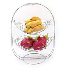 Load image into Gallery viewer, 2 Tiers Swinging Fruit Vegetable Bowl Basket Hanger Stand Storage Holder