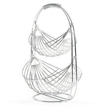 Load image into Gallery viewer, 2 Tiers Swinging Fruit Vegetable Bowl Basket Hanger Stand Storage Holder