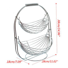 Load image into Gallery viewer, 2 Tiers Swinging Fruit Vegetable Bowl Basket Hanger Stand Storage Holder
