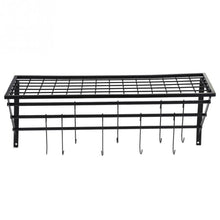 Load image into Gallery viewer, Kitchen Iron Hanging Pot Pan Saucepan Rack Wall Shelf Storage Holder 10 Hooks
