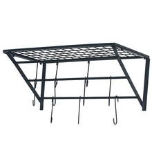 Load image into Gallery viewer, Kitchen Iron Hanging Pot Pan Saucepan Rack Wall Shelf Storage Holder 10 Hooks