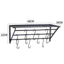 Load image into Gallery viewer, Kitchen Iron Hanging Pot Pan Saucepan Rack Wall Shelf Storage Holder 10 Hooks
