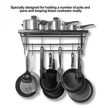 Load image into Gallery viewer, Kitchen Iron Hanging Pot Pan Saucepan Rack Wall Shelf Storage Holder 10 Hooks